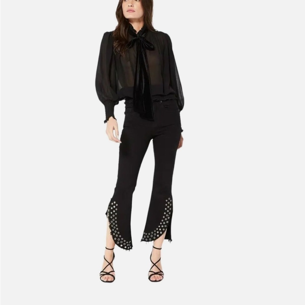 MISA Los Angeles The Super Star Crop Flare Jeans Black